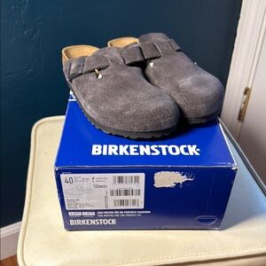 Birkenstock Bostons Narrow Fit Velvet Grey New in Box